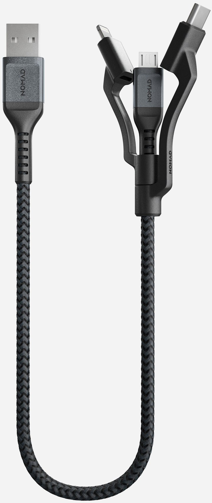 

Кабель Nomad Universal Kevlar USB-A to Lightning/USB-C/microUSB 0.3 м для iPod,iPhone,iPad, Universal Kevlar USB-A to Lightning/USB-C/microUSB 0.3 м для iPod, iPhone, iPad