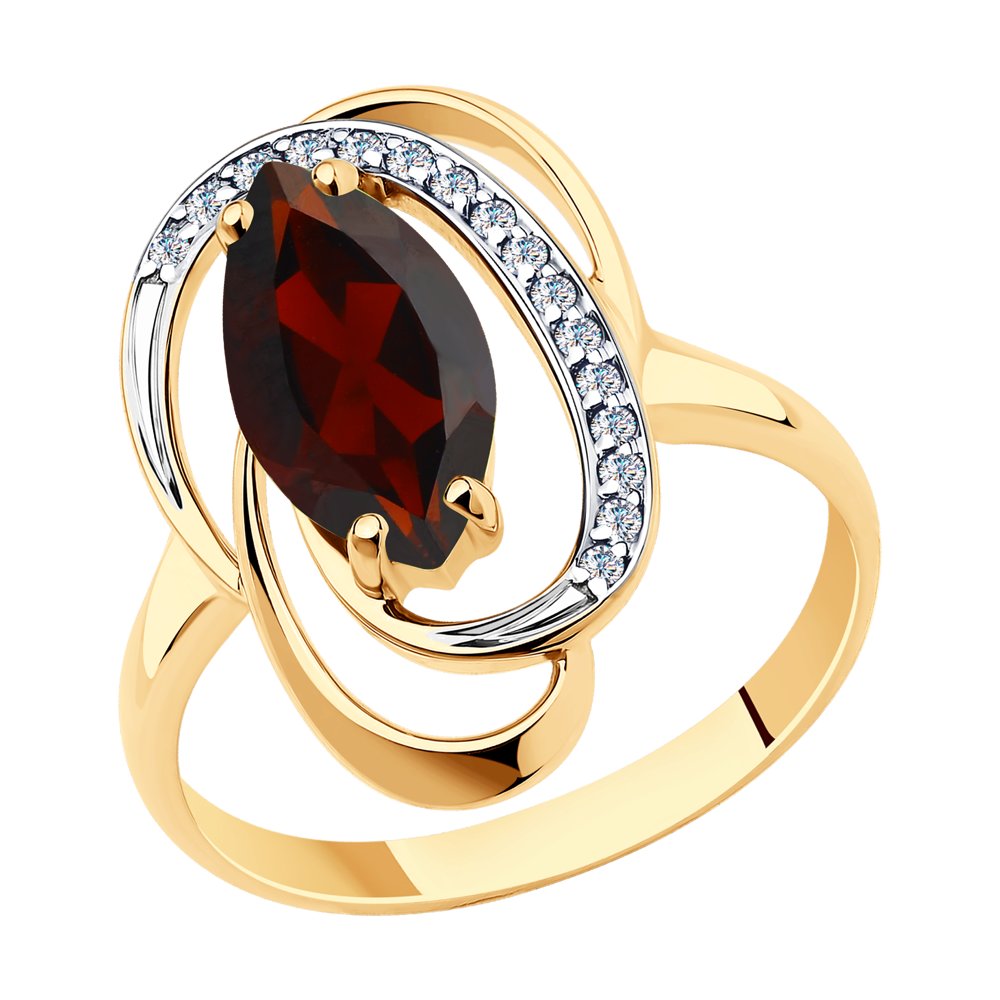 

Кольцо женское SOKOLOV из золота с гранатом и фианитами 715974 р.18.5, 715974