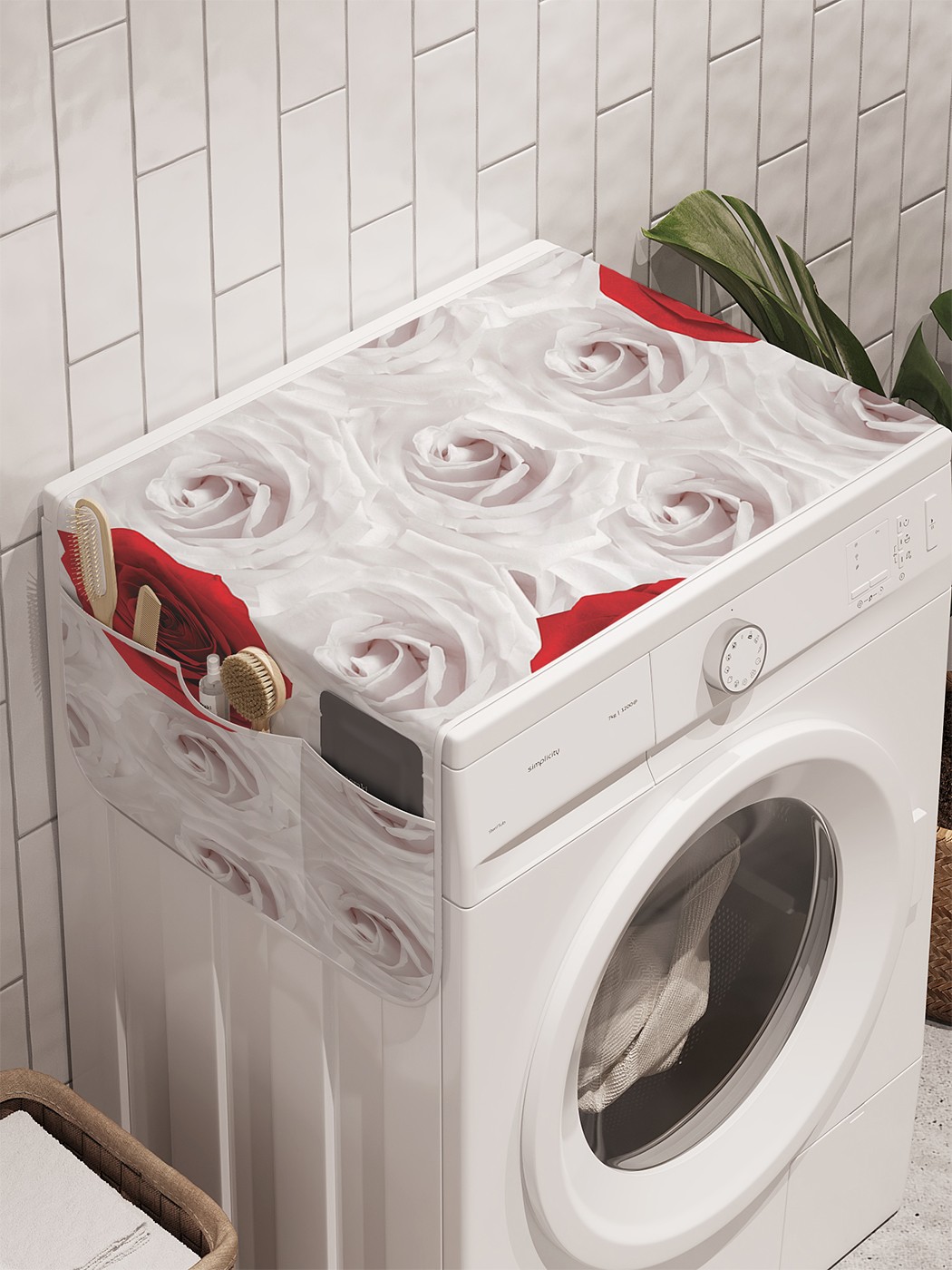 фото Органайзер "пышные розы" на стиральную машину, 45x120 см ambesonne