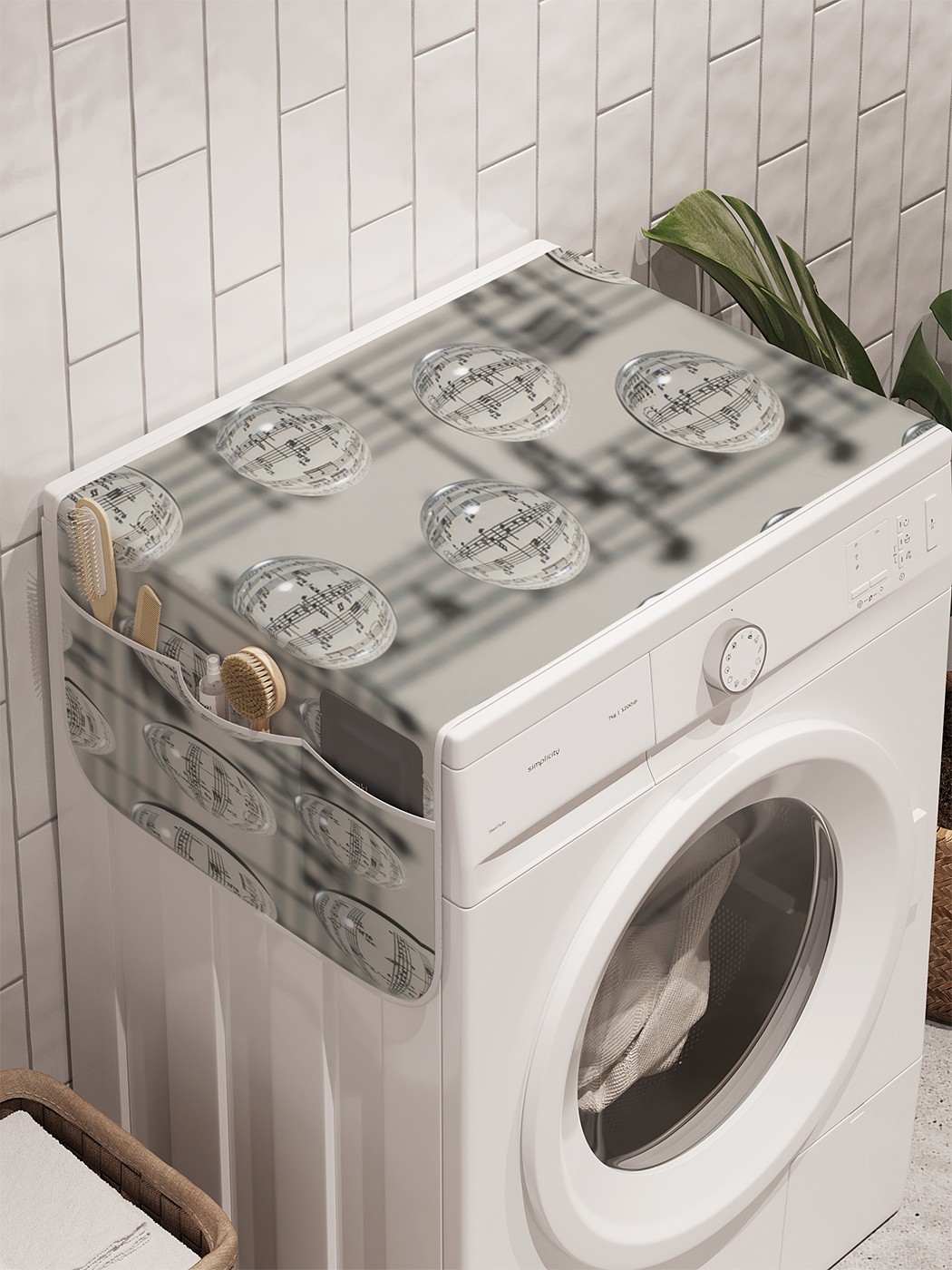фото Органайзер "музыкальные капли" на стиральную машину, 45x120 см ambesonne