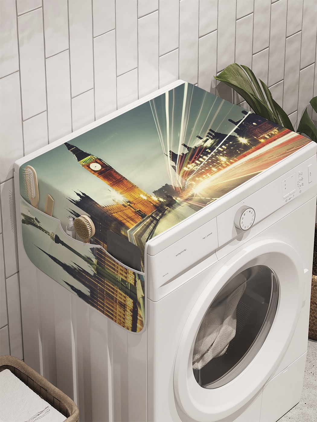 фото Органайзер "лондонский час" на стиральную машину, 45x120 см ambesonne