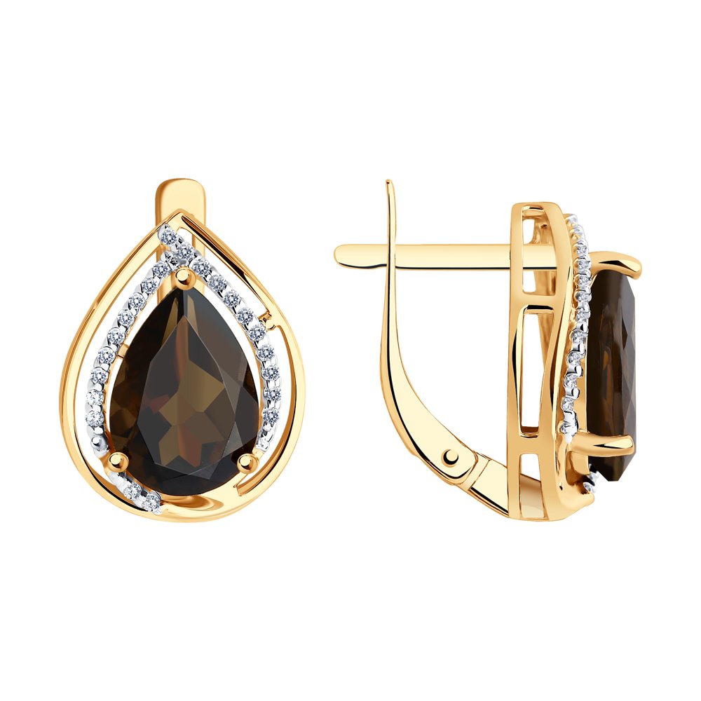 

Серьги из красного золота SOKOLOV 723972, раухтопаз, фианит, 723972