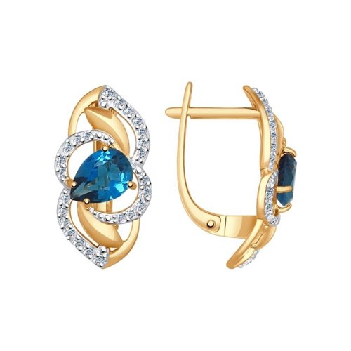 

Серьги женские из золота SOKOLOV 724645, топаз/фианит, 724645