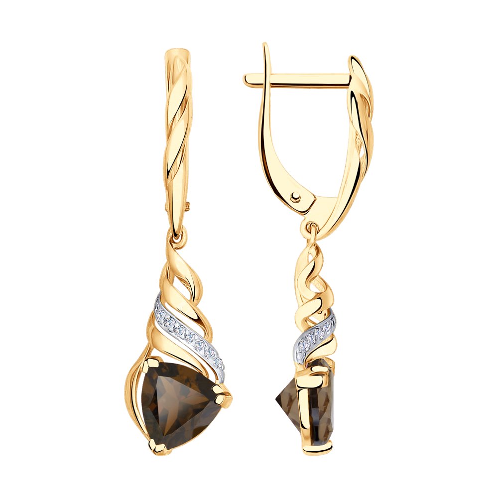

Серьги женские из золота SOKOLOV 724982, раухтопаз/фианит, 724982