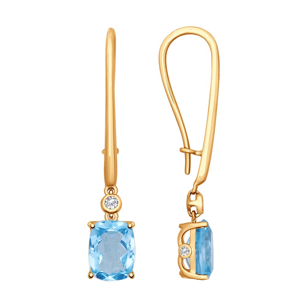 

Серьги женские из золота SOKOLOV 725231, топаз/фианит, 725231