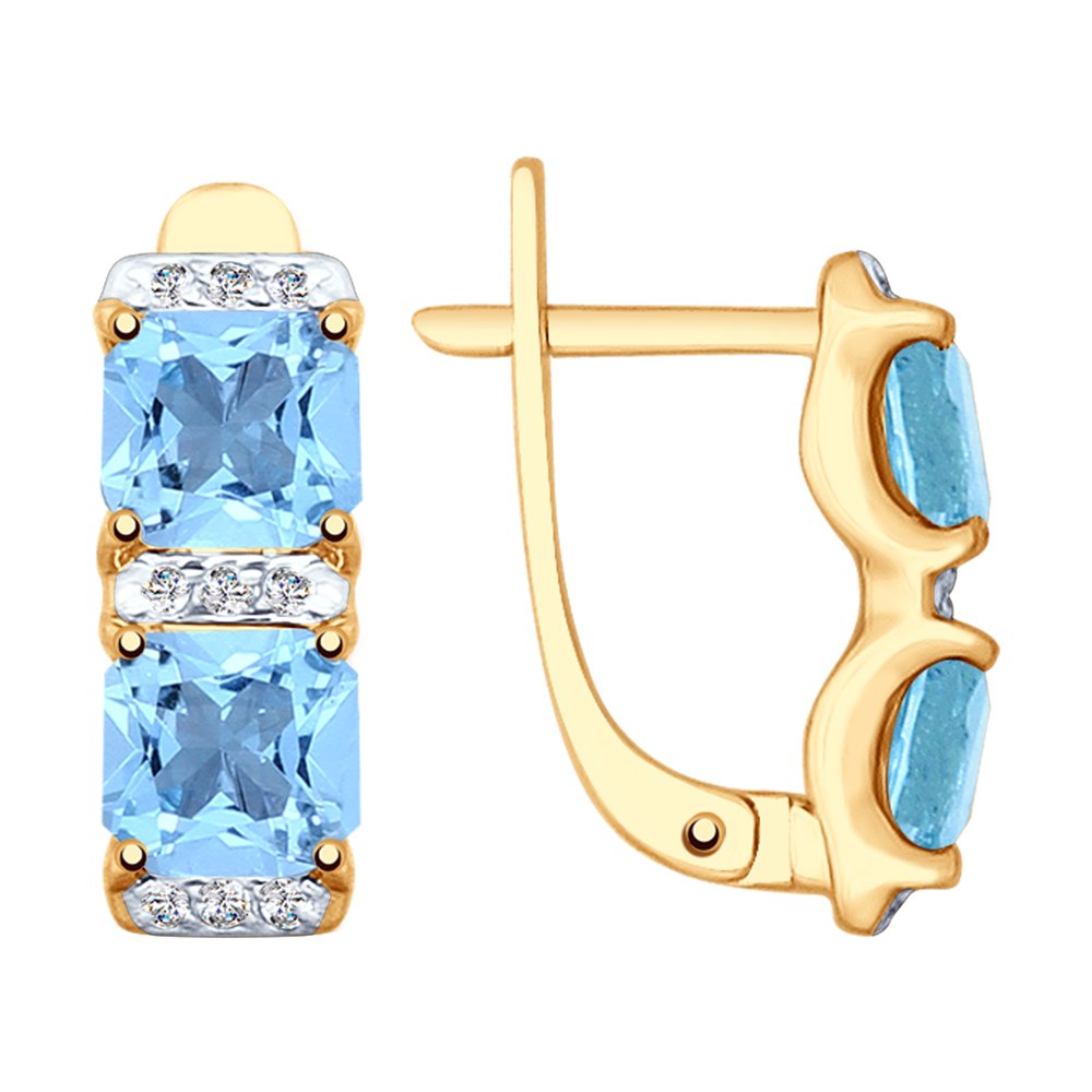 

Серьги женские из золота SOKOLOV 725347, топаз/фианит, 725347