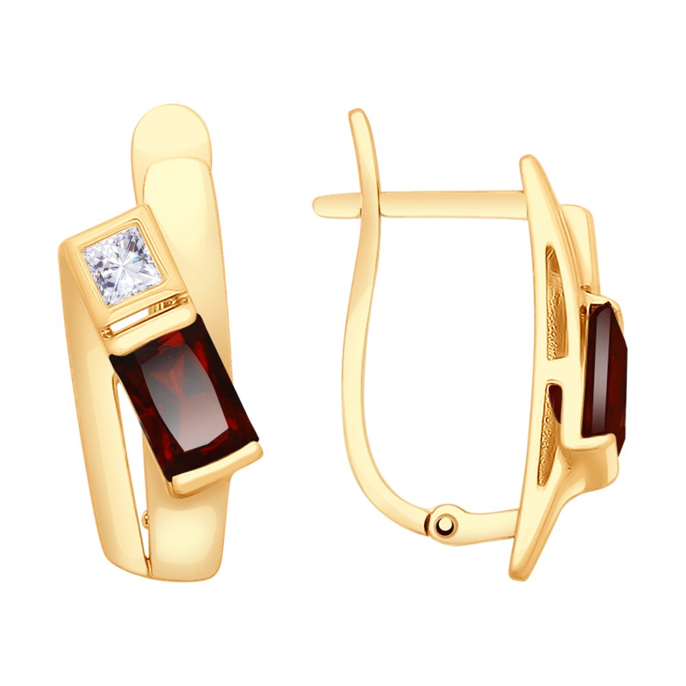 

Серьги женские из золота SOKOLOV 725372, гранат/фианит, 725372