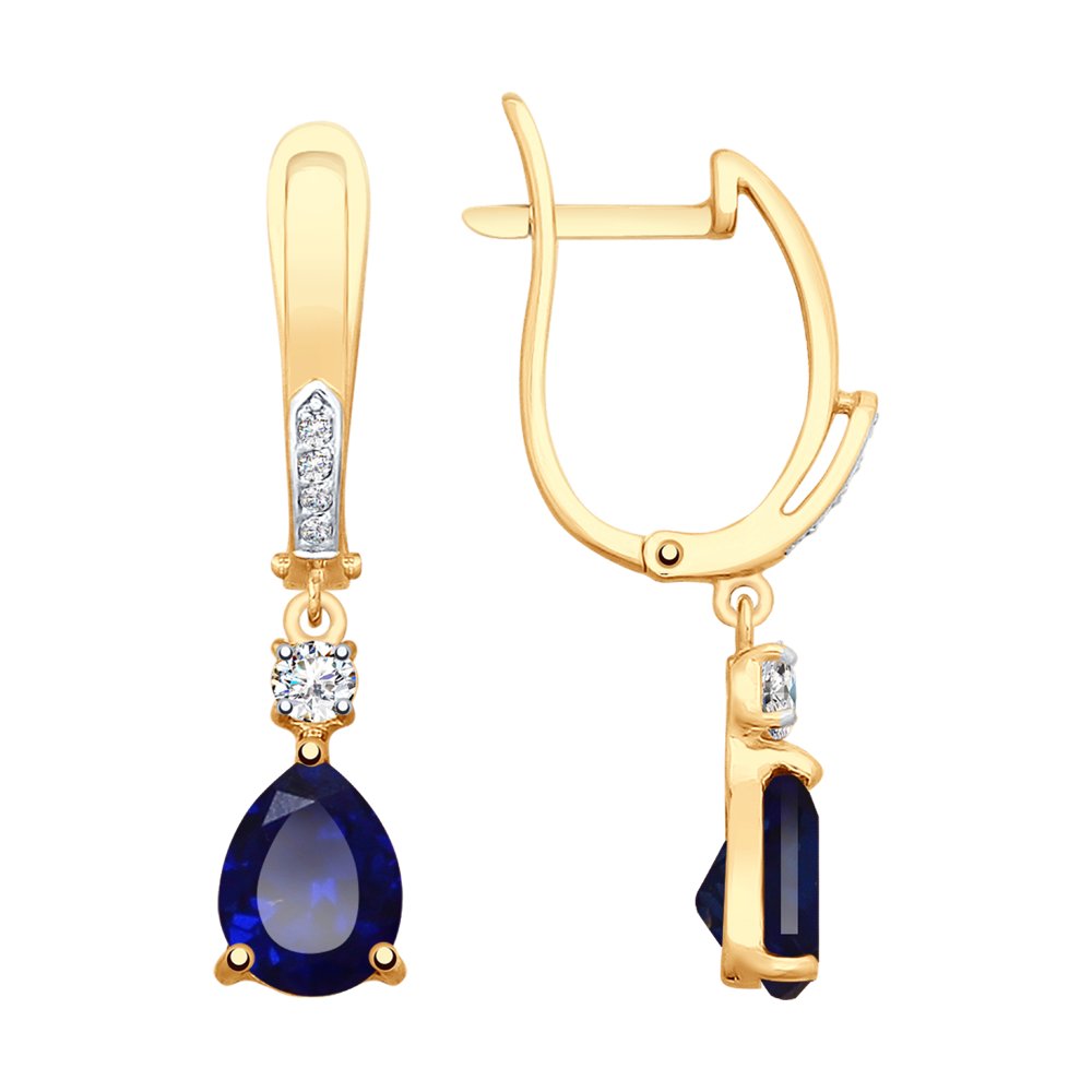 

Серьги из желтого золота SOKOLOV 725500, корунд/фианит, 725500