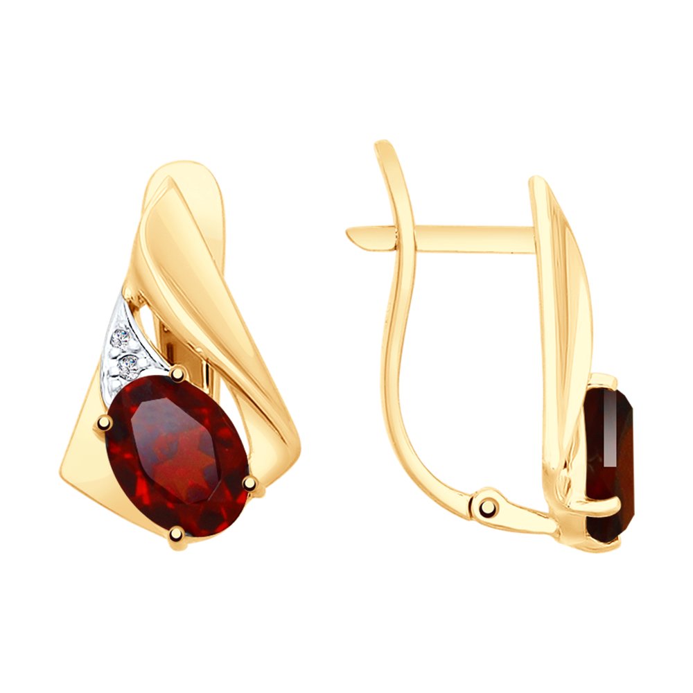 

Серьги женские из золота SOKOLOV 725653, гранат/фианит, 725653