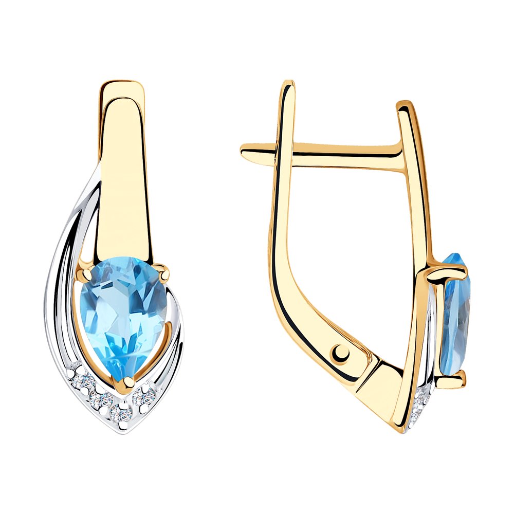 

Серьги женские из золота SOKOLOV 725903, топаз/фианит, 725903