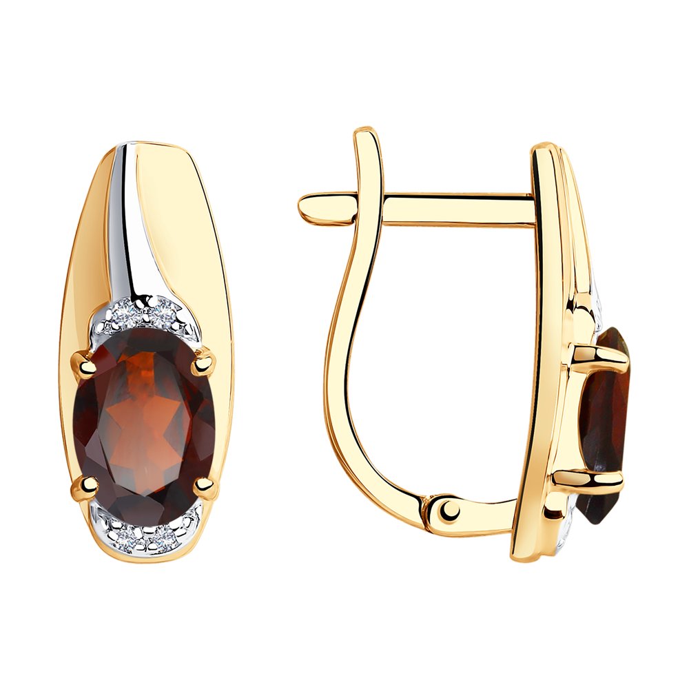 

Серьги из желтого золота SOKOLOV 726004, гранат/фианит, 726004