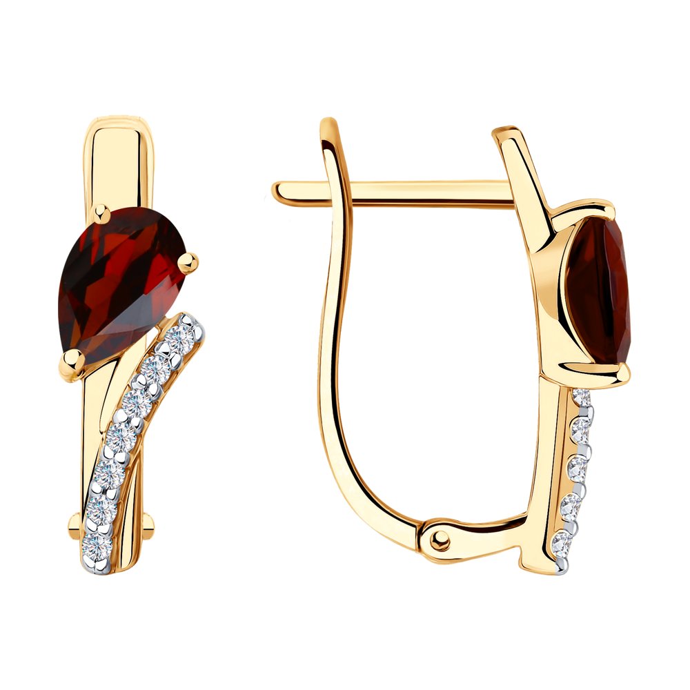 

Серьги женские из золота SOKOLOV 726108, гранат/фианит, 726108