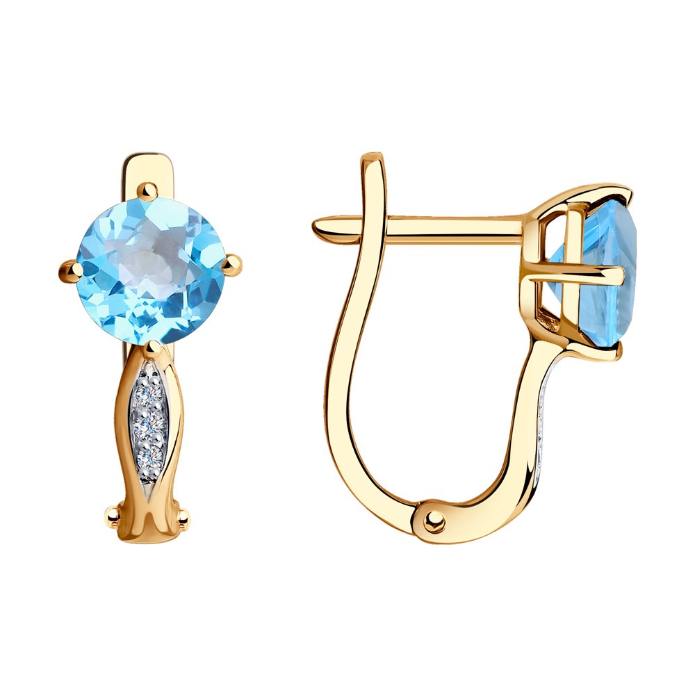 

Серьги женские из золота SOKOLOV 726857, топаз/фианит, 726857