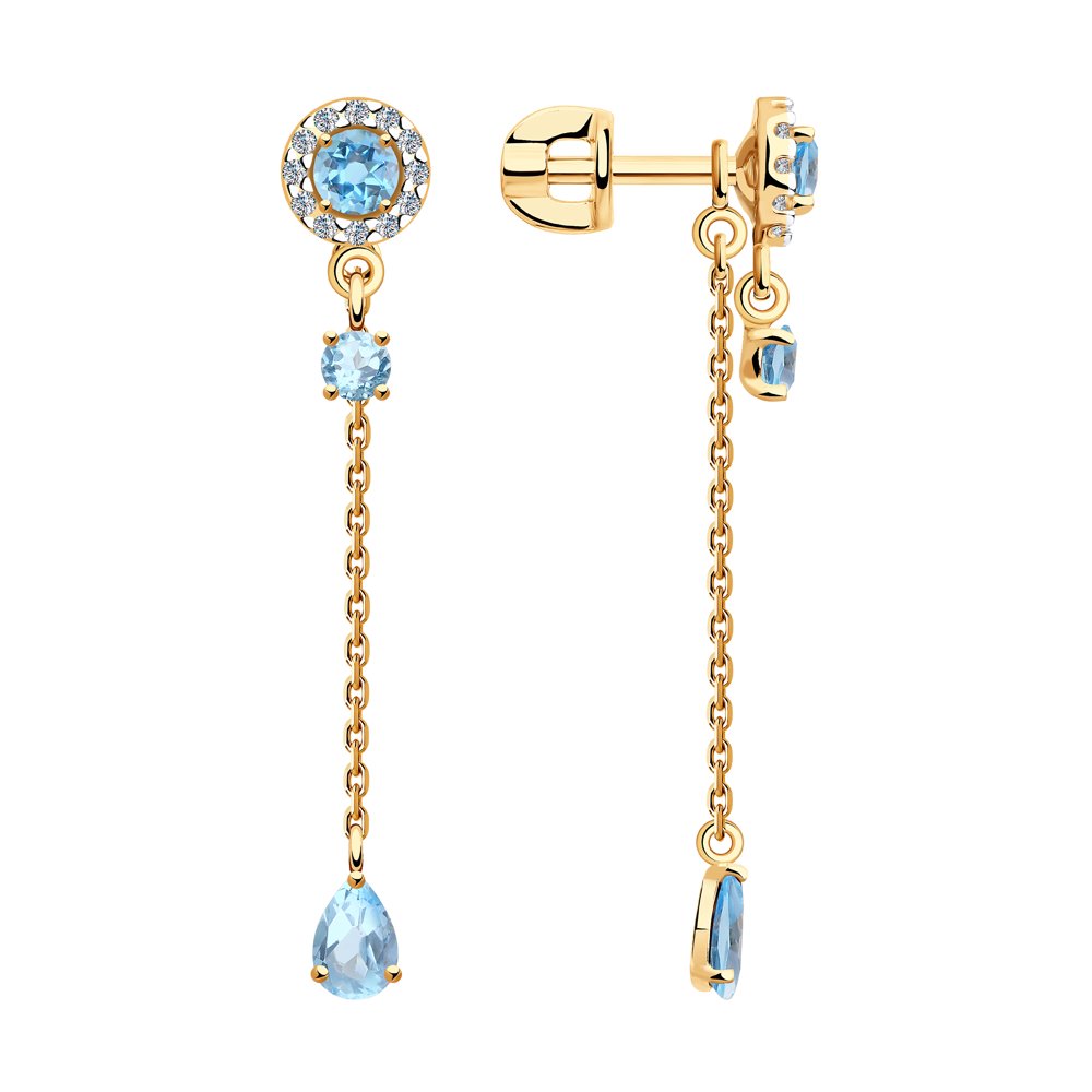 

Серьги женские из золота SOKOLOV 726874, топаз/фианит, 726874