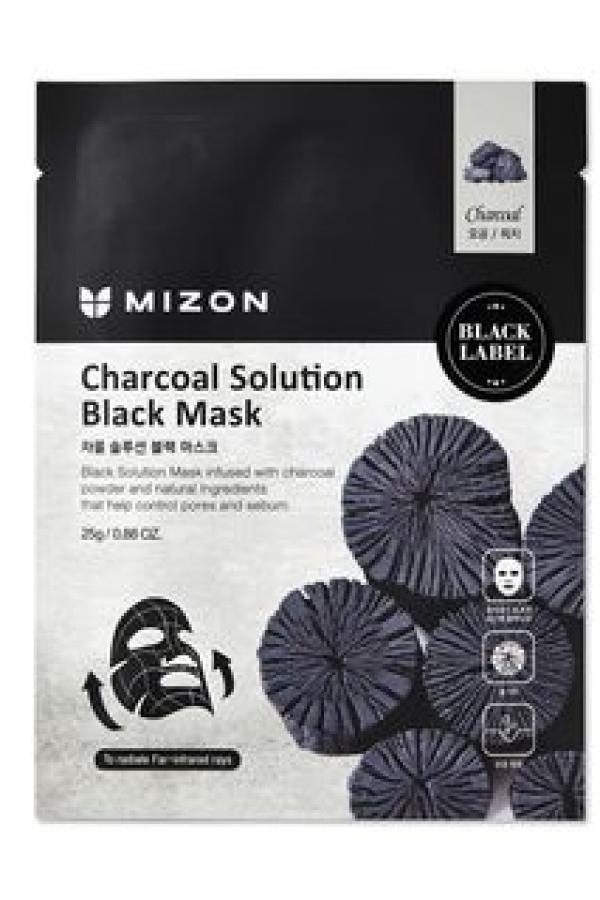 фото Маска mizon charcoal solution black mask с древесным углем, 25г