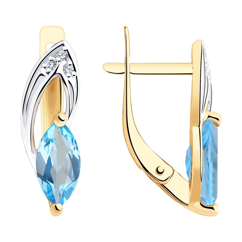 

Серьги женские из золота SOKOLOV 727031, топаз/фианит, 727031
