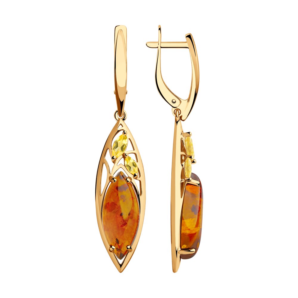 

Серьги женские из золота SOKOLOV 727039, янтарь/цитрин, 727039