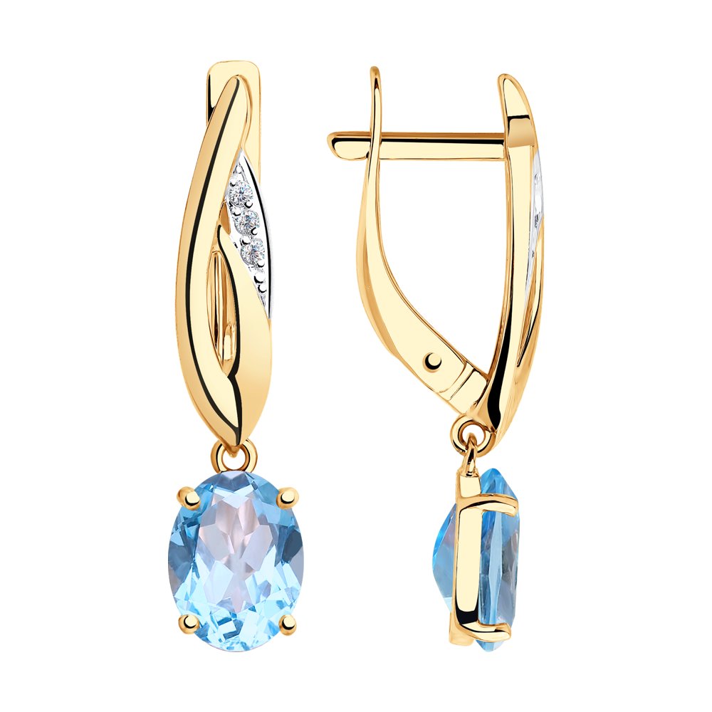 

Серьги женские из золота SOKOLOV 727059, топаз/фианит, 727059