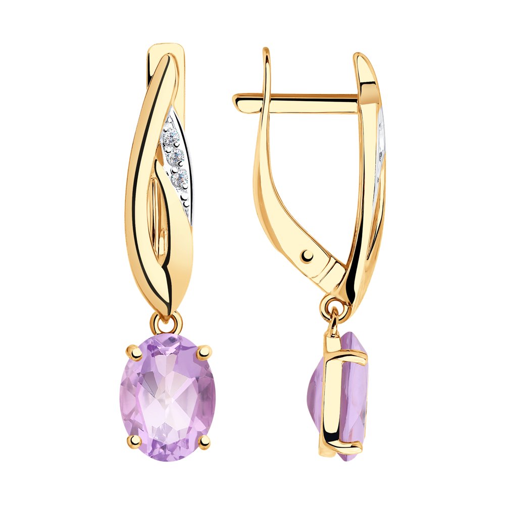 

Серьги женские из золота SOKOLOV 727060, аметист/фианит, 727060