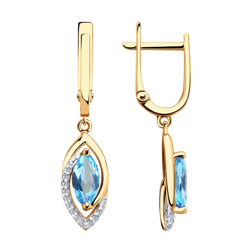

Серьги женские из золота SOKOLOV 727061, топаз/фианит, 727061