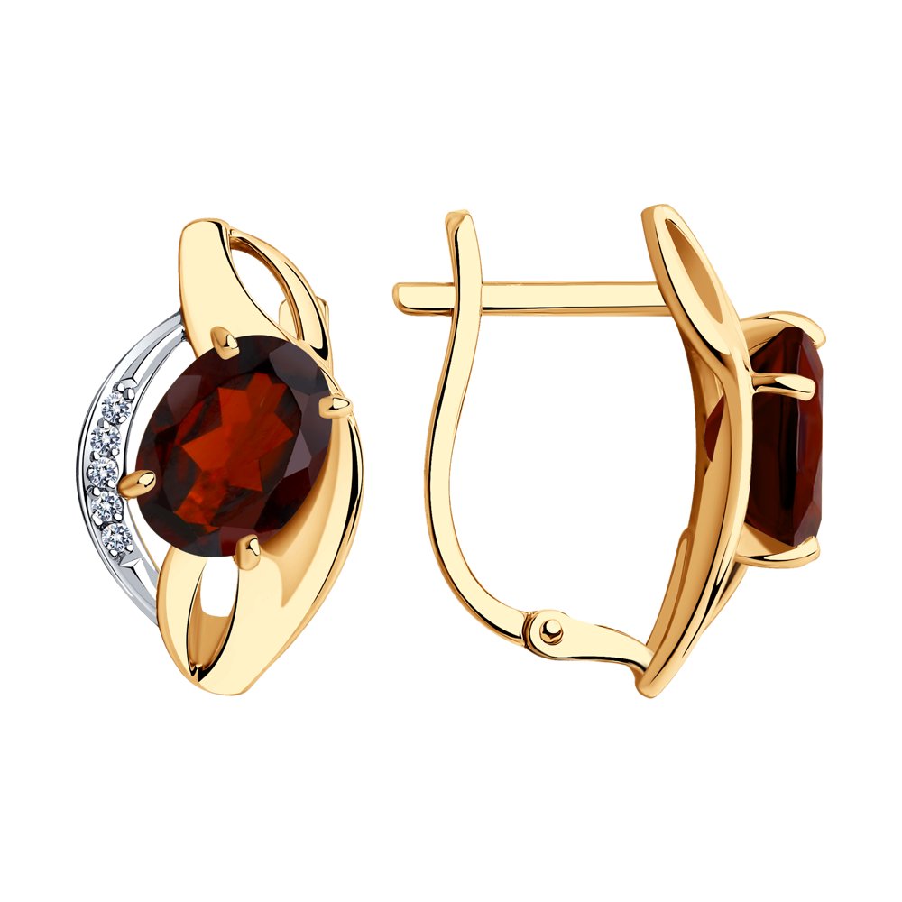

Серьги из желтого золота SOKOLOV 727083, гранат/фианит, 727083