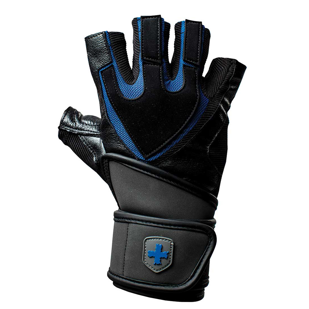 фото Перчатки атлетические harbinger training wristwrap, black/blue, 8/m