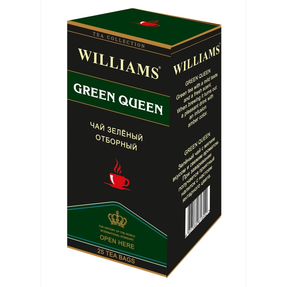 Чай Williams Green Queen, зеленый отборный, 25 пакетиков