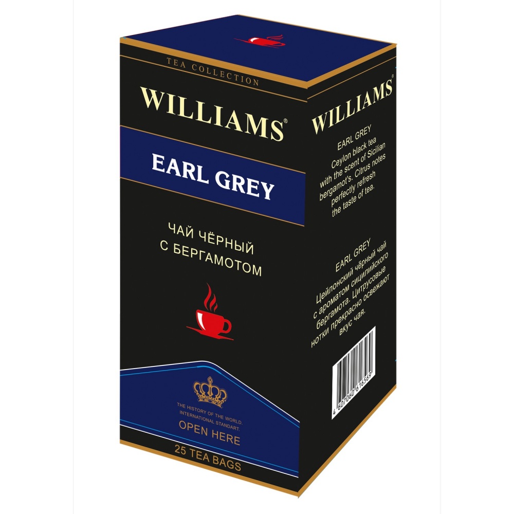 

Чай Williams Earl Grey, черный цейлонский с бергамотом, 25 пакетиков