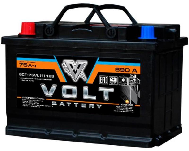 фото Автомобильный аккумулятор volt pro 6ст-75vl(1) 75 ач (a/h) прямая полярность - vl7511