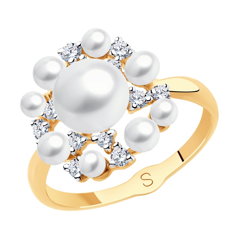 

Кольцо из желтого золота с жемчугом р. 18.5 SOKOLOV 791148, 791148