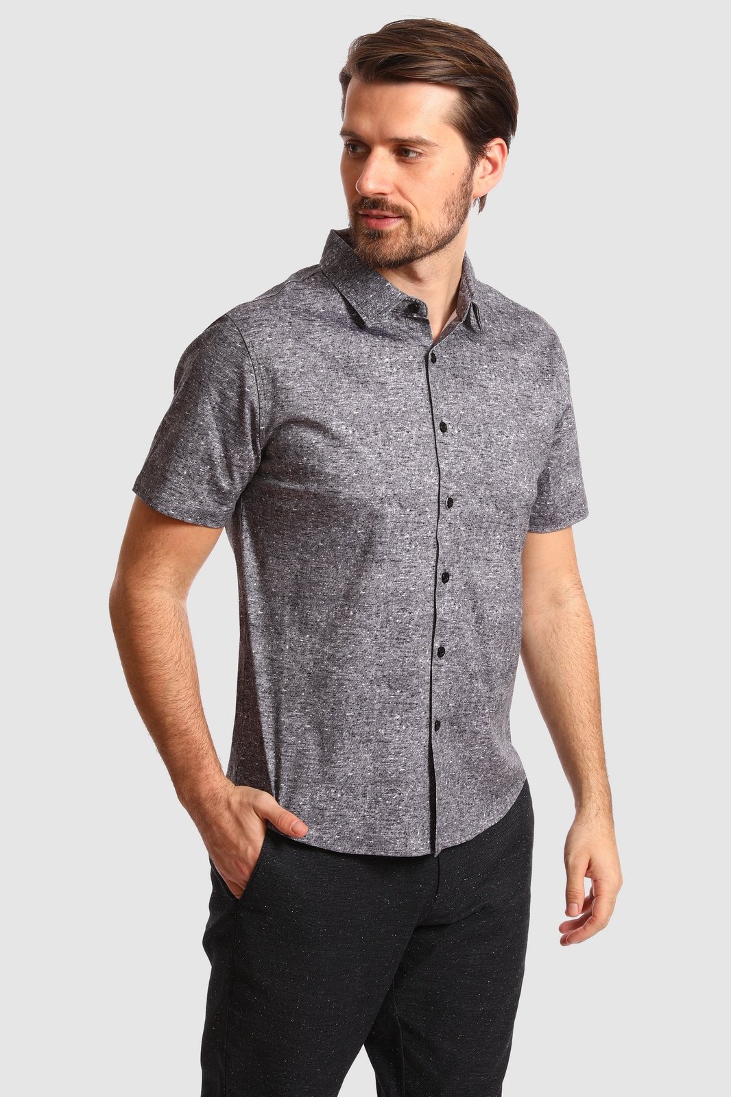 фото Рубашка мужская kanzler 20s-bdw17ss-t/32 серая m