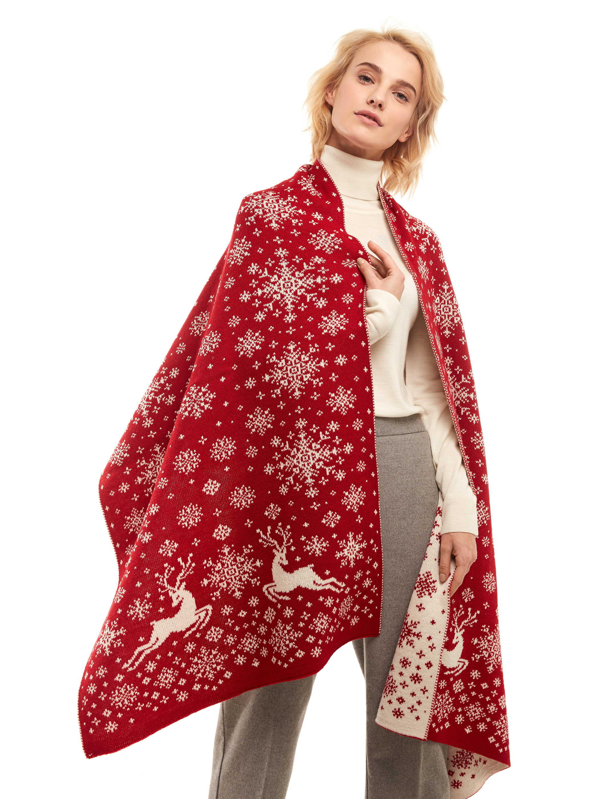 

Палантин женский Scandica Flying Deer вишнево-молочный One Size, 377STO