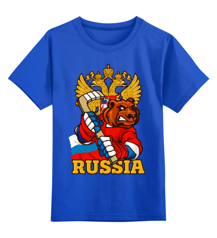 Детская футболка Printio Болеем за Россию! цв.синий р.104