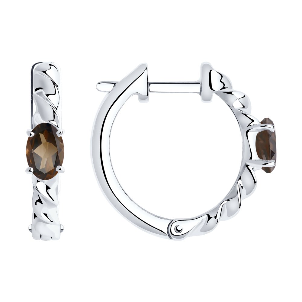 

Серьги конго из серебра SOKOLOV 92022283, раухтопаз, 92022283