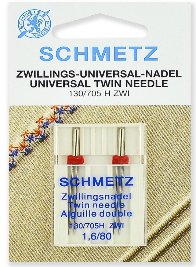 фото Иглы стандартные двойные schmetz 130/705h zwi № 80/1.6, 2 шт. [арт. 70:16.2.dcs]