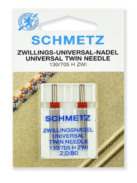 Иглы стандартные двойные Schmetz 130 705H ZWI № 80 2.0, 2 шт