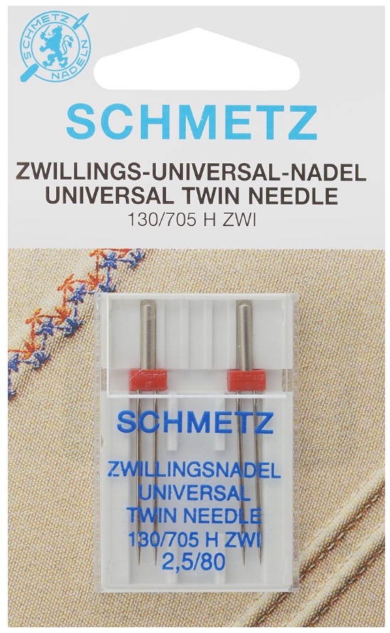 Иглы стандартные двойные Schmetz 130 705H ZWI № 80 2.5, 2 шт