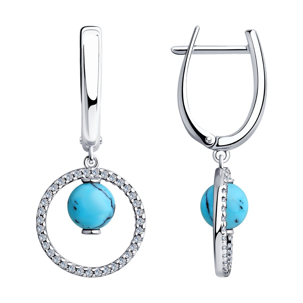 

Серьги женские из серебра SOKOLOV 83020070, бирюза/фианит, 83020070