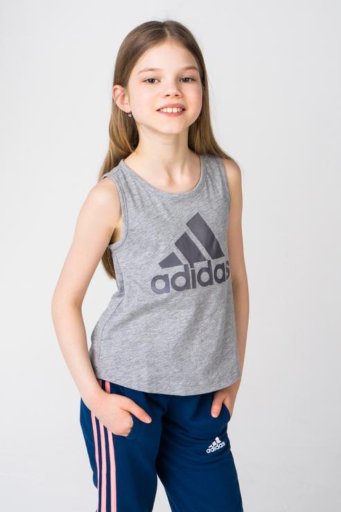 фото Майка adidas для девочек, цв. серый, р-р 128