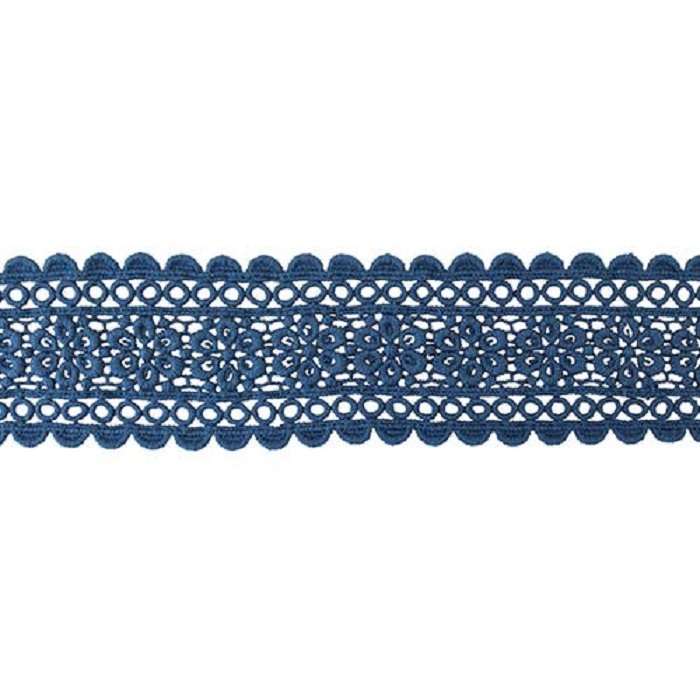 фото Кружево хлопчатобумажное, 65 мм x 13,71 м, цвет: 315 темно-синий, арт. lach-1124 китай