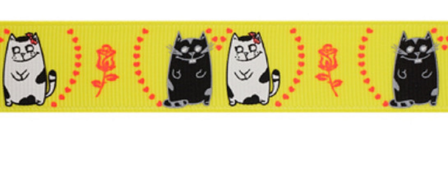 

Лента репсовая "Кошачья любовь", 22 мм x 22,5 м, цвет: 525 желтый