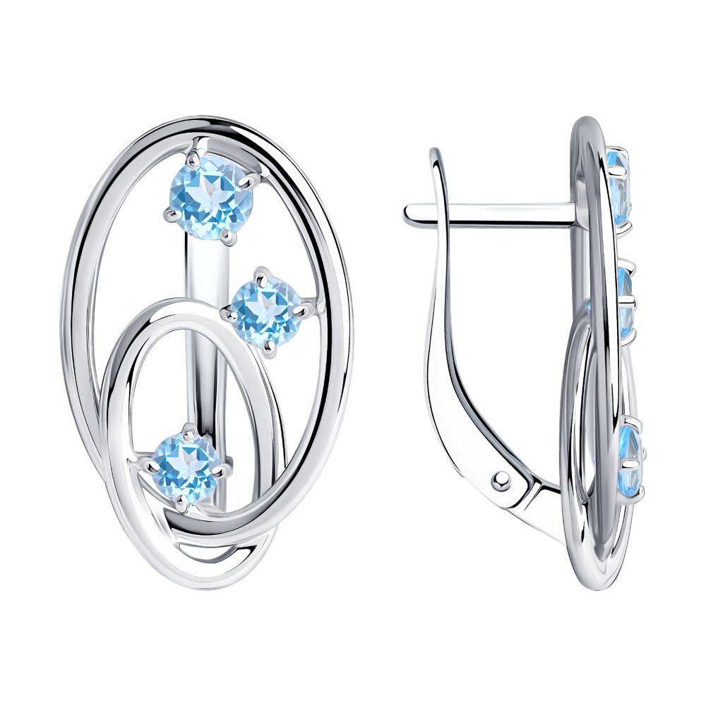 

Серьги женские из серебра SOKOLOV 92022240, топаз, 92022240