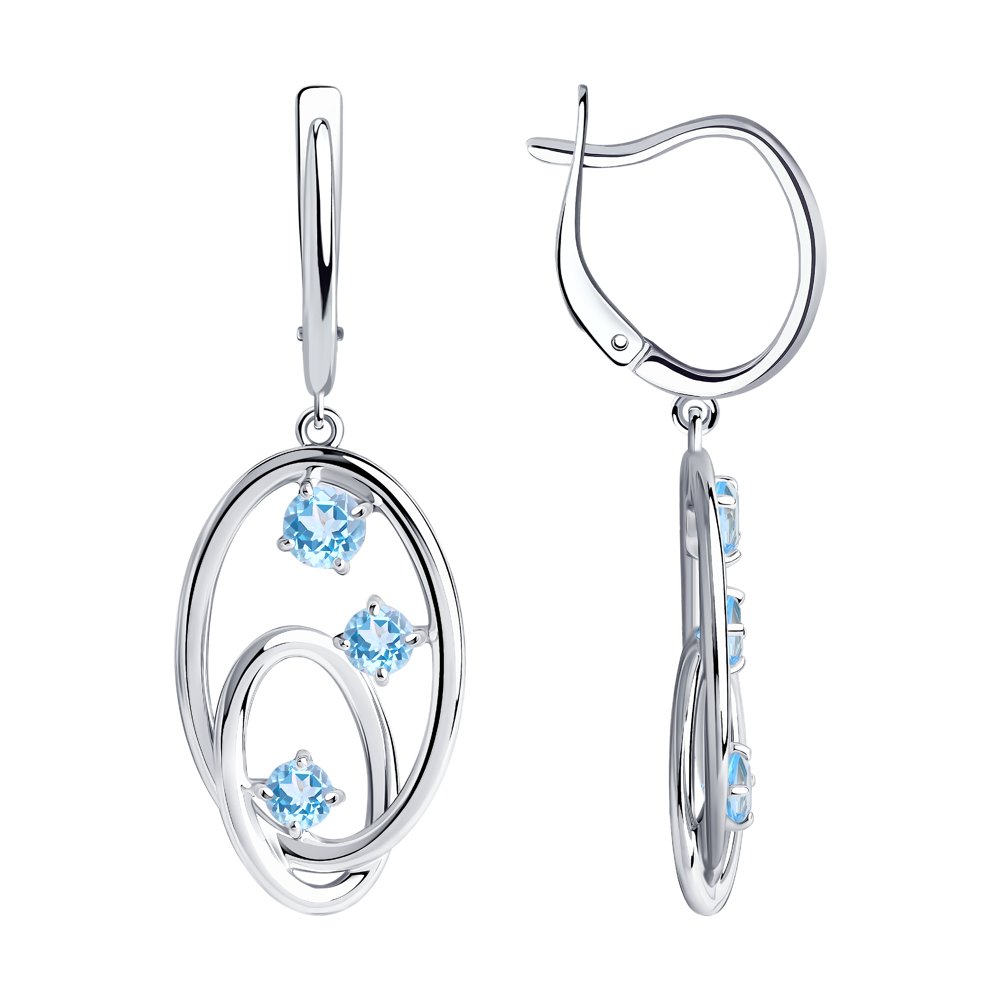 

Серьги женские из серебра SOKOLOV 92022242, топаз, 92022242