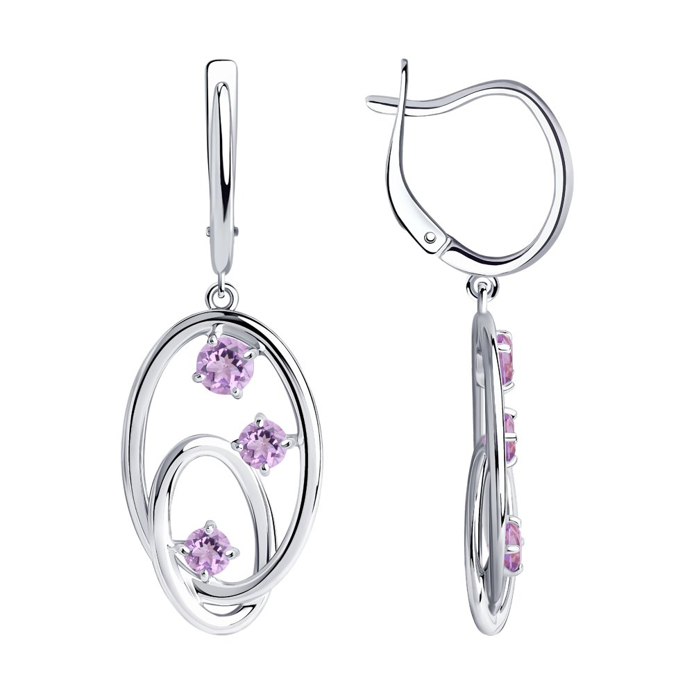 

Серьги женские из серебра SOKOLOV 92022243, аметист, 92022243