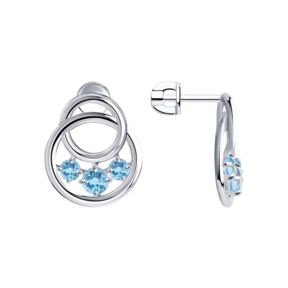 

Серьги пусеты из серебра SOKOLOV 92022244, топаз, 92022244