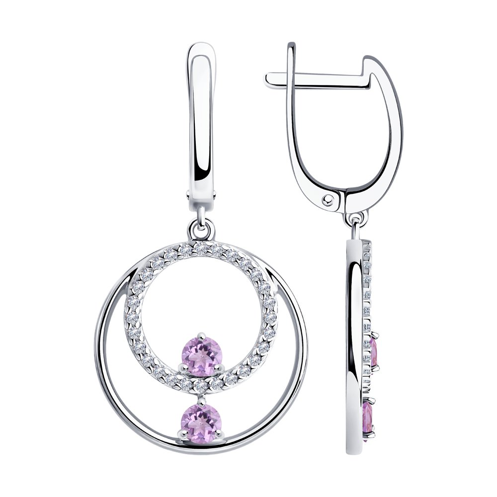 

Серьги женские из серебра SOKOLOV 92022261, аметист/фианит, 92022261