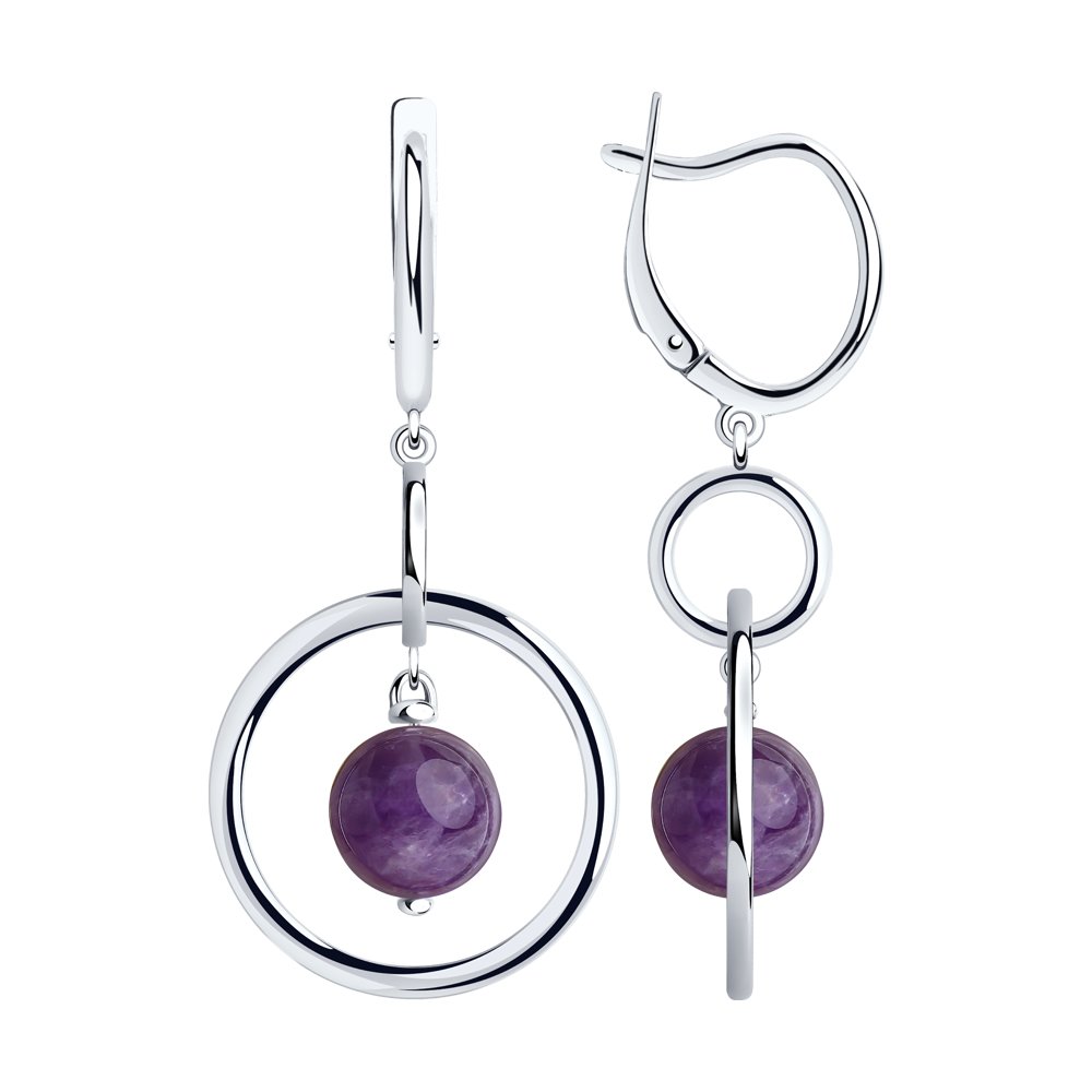 

Серьги женские из серебра SOKOLOV 92022284, аметист, 92022284