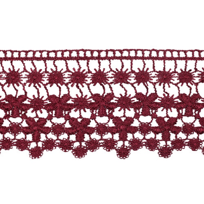 

Кружево гипюр, цвет: бордовый, 7,2 см x 13,72 м, арт. 1AS-309