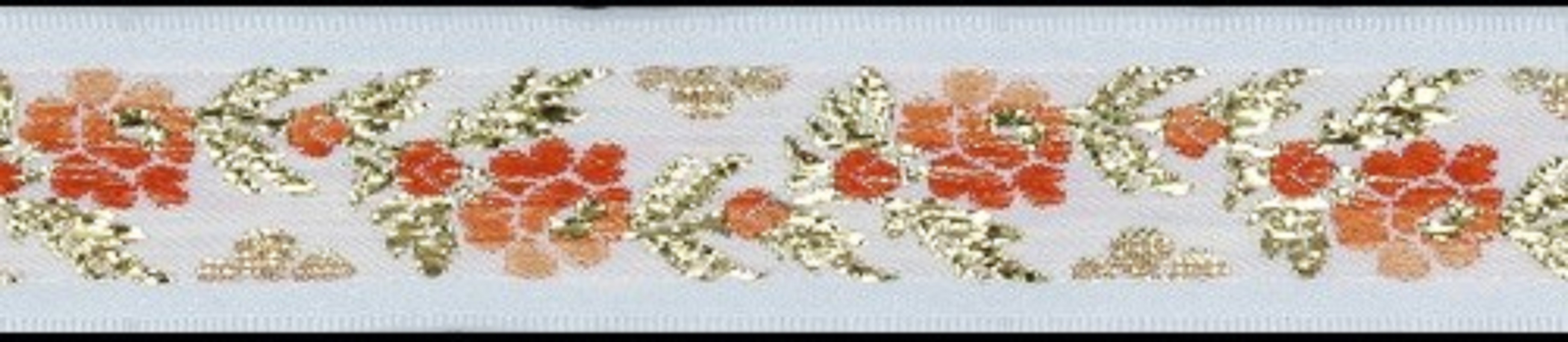 

Тесьма жаккардовая, цвет: оранжевый, белый, 26 мм x 10 м, арт. 26011