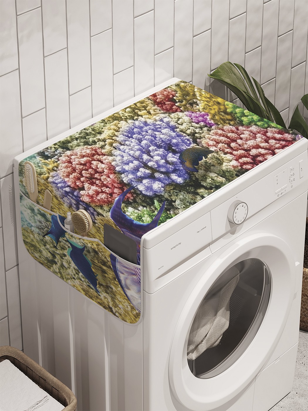 фото Органайзер "коралловые холмы" на стиральную машину, 45x120 см ambesonne